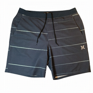 HURLEY Men's Boardshorts Stripe Flat Waistband No Mesh Shorts Swimwear Swimsuits